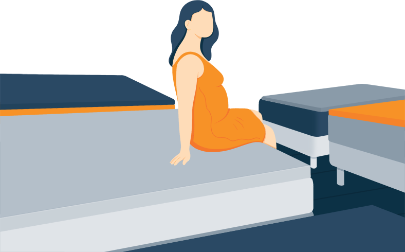 Illustration of a Woman Trying Bed in a Store