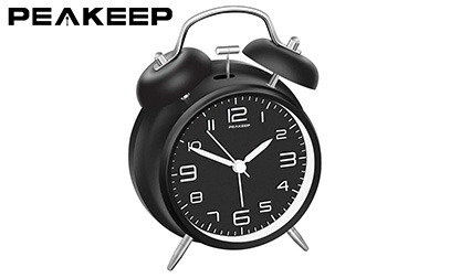 product image of Peakeep 4 inches Twin Bell Alarm Clock with Stereoscopic Dial small