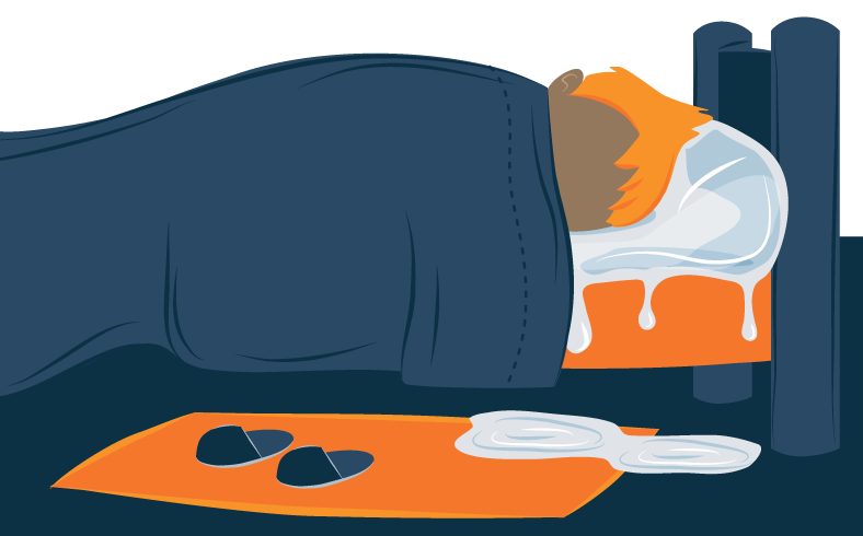 Illustration of a Person Sleeping on an Iced Pillow