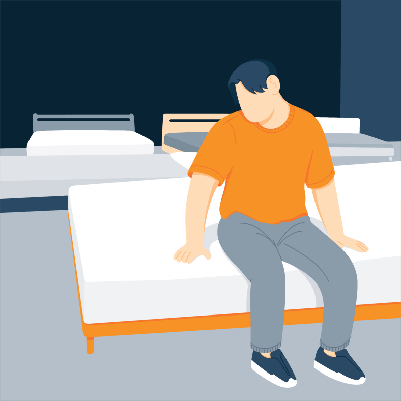 Firm-or-Soft-Mattress_Animated-graphic-of-a-person-pressing-a-mattress-with-his-palms_2 sleeper checking the firmness of a mattress