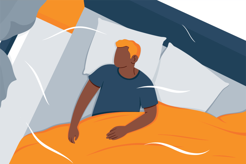 Illustration of a Man Sleeping in a Cold Room Illustration of a Man Sleeping in a Cold Room