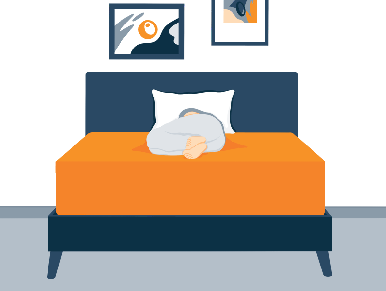 Illustration of a Person Sinked Into a Soft Mattress