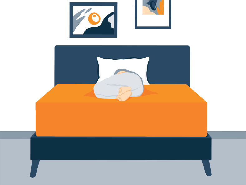 Illustration of a Person Sinked Into a Soft Mattress Illustration of a Person Sinked Into a Soft Mattress