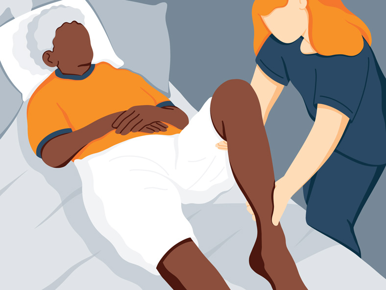Illustration-of-how-to-prevent-pressure-ulcers Illustration of a nurse helping the patient to treat bedsores