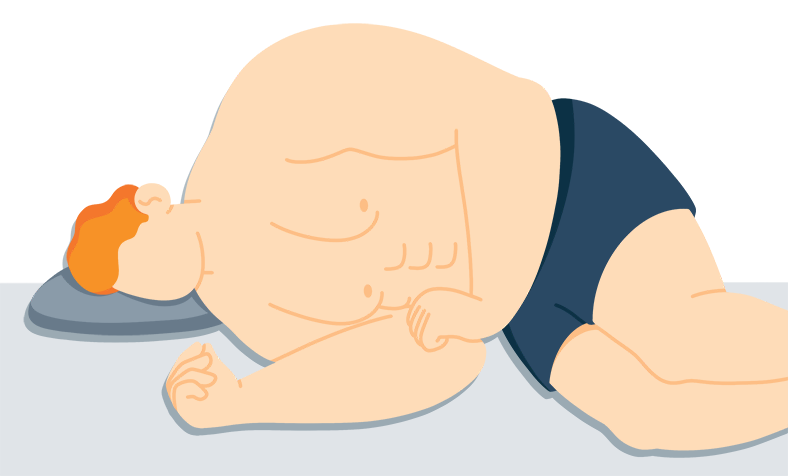 Illustration of a Big Strong Man Sleeping