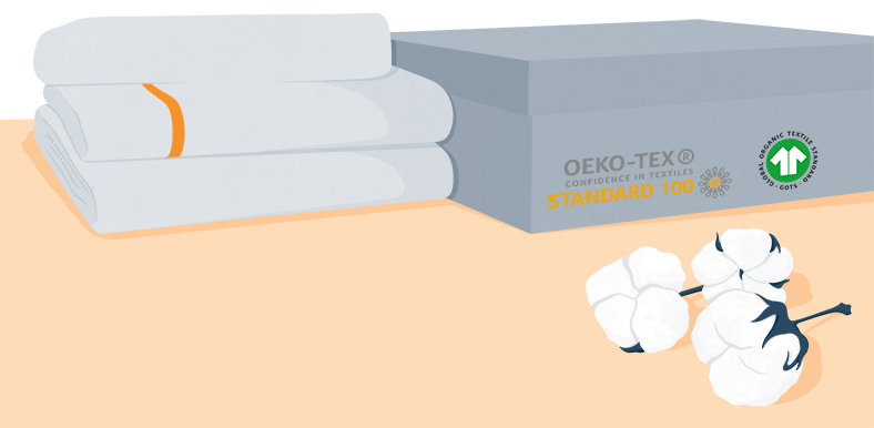 Illustration of a Box Of Organic Certified Cotton Sheets Illustration of a Box Of Organic Certified Cotton Sheets