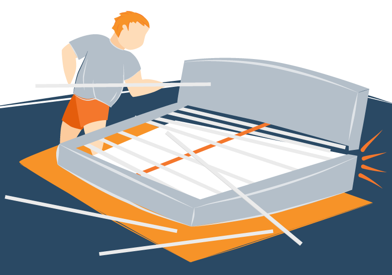 Illustration of a Man Installing Bed Slats