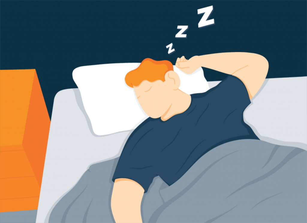 llustration of a Man Sleeping on His Back