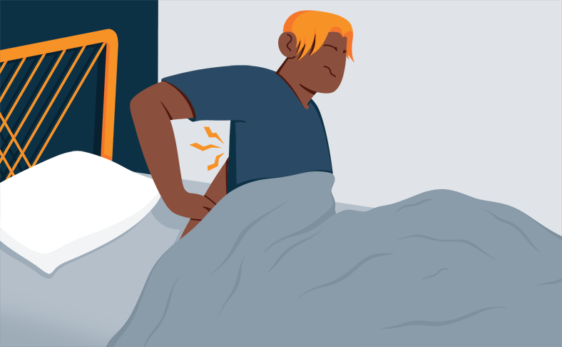 Illustration of a Man Waking up With a Back Pain