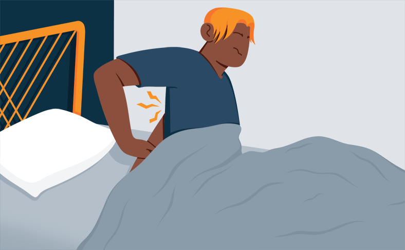 Illustration of a Man Waking up With a Back Pain Illustration of a Man Waking up With a Back Pain