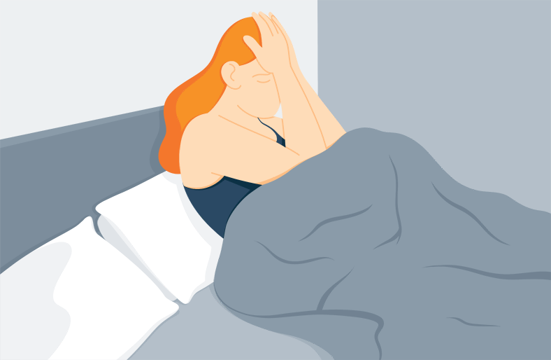 Illustration of a Woman Stuggling to Fall Asleep Alone Illustration of a Woman Stuggling to Fall Asleep Alone
