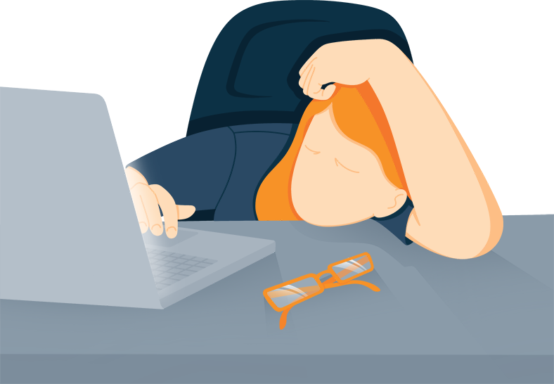 Illustration of a Woman Who Fell Asleep At Her Computer Desk