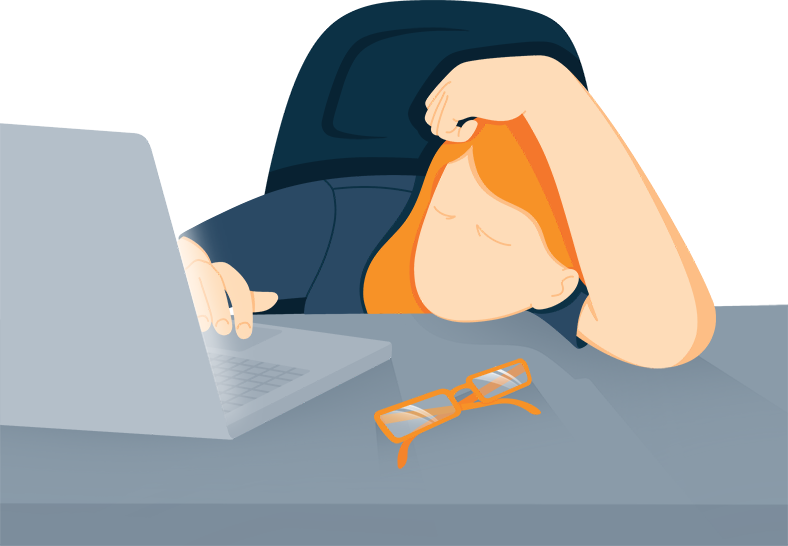 Illustration of a Woman Who Fell Asleep At Her Computer Desk Illustration of a Woman Who Fell Asleep At Her Computer Desk
