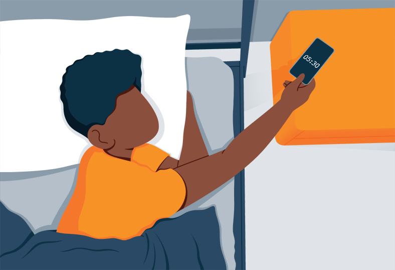 Young Man Waking up Early in the Morning Illustration Young Man Waking up Early in the Morning Illustration