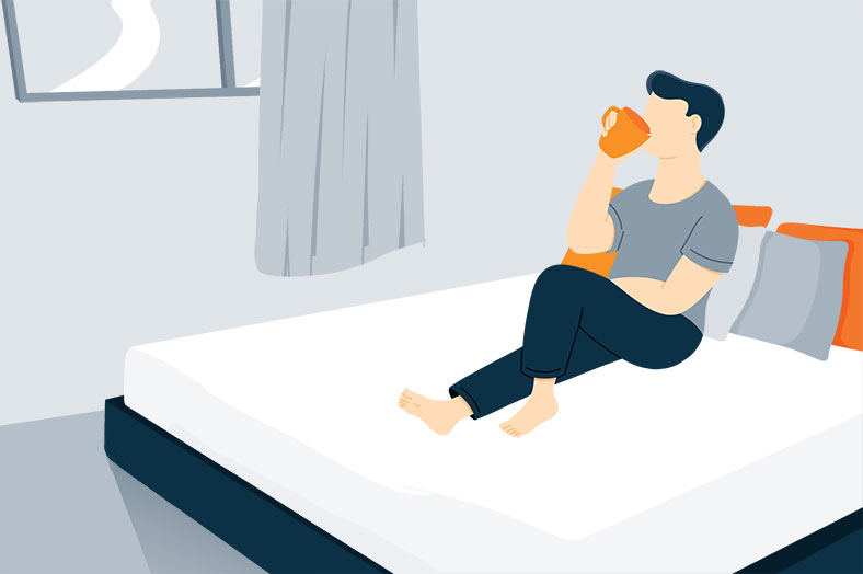 Illustration of a Man Enjoying Tea Before Bed Illustration of a Man Enjoying Tea Before Bed