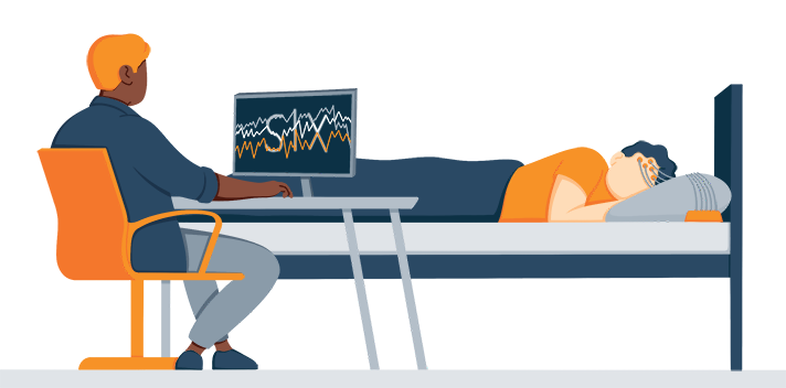 Illustration of A Doctor Doing Research on Patient Who Suffers from Insomnia Illustration of A Doctor Doing Research on Patient Who Suffers from Insomnia