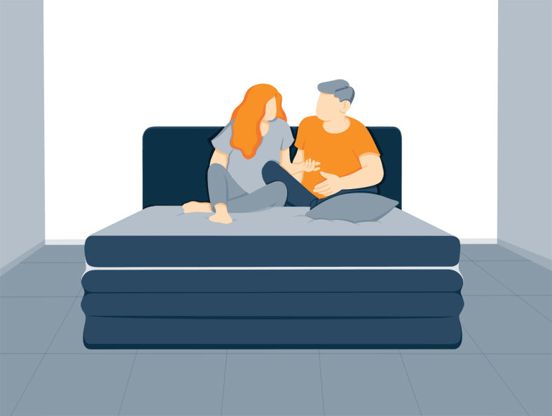 Illustration of a Couple on an Air Mattress
