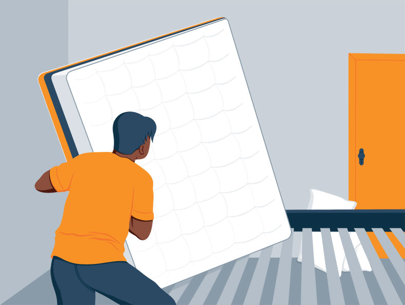 Illustration of a Man Flipping Pillow Illustration of a Man Flipping Pillow