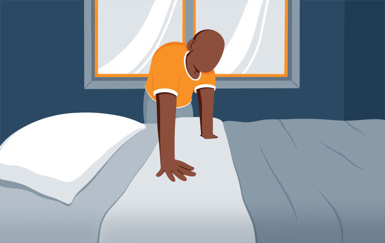 Illustration of a Man Making Bed