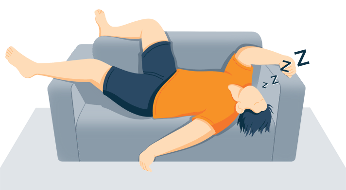 Illustration of a Man Napping on a Couch Illustration of a Man Napping on a Couch