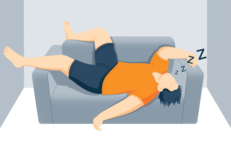 Illustration of a Man Sleeping on a Couch
