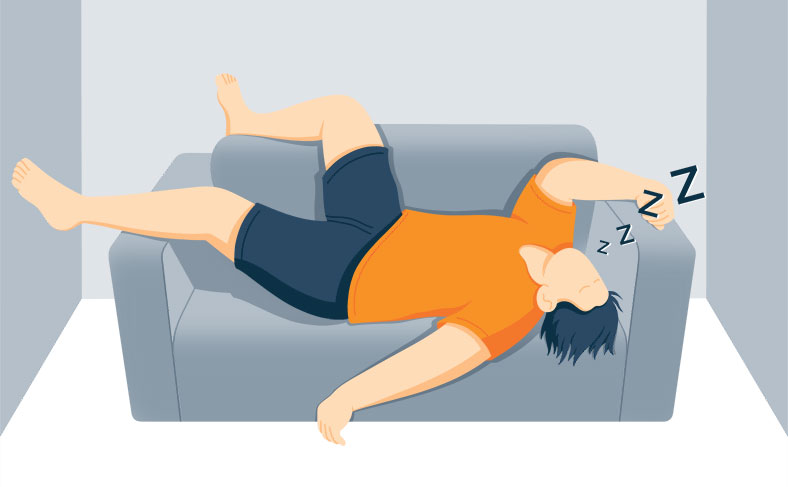 Illustration of a Man Sleeping on a Couch Illustration of a Man Sleeping on a Couch