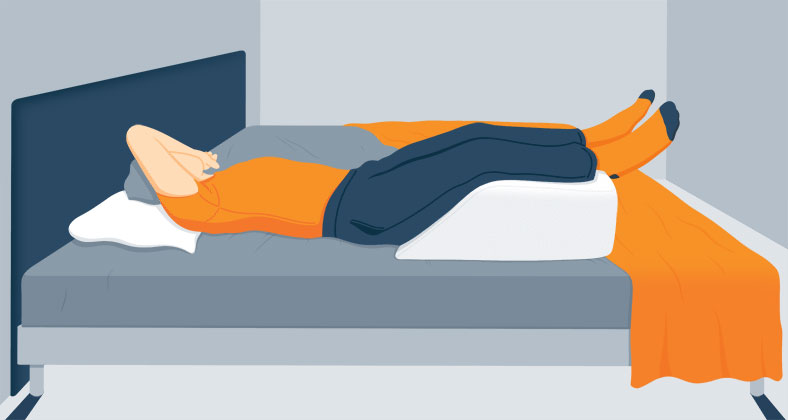 Illustration of a Man Sleeping with Legs Elevated