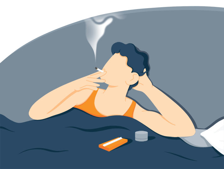 Illustration of a Man Smoking Weed Before Bed Illustration of a Man Smoking Weed Before Bed