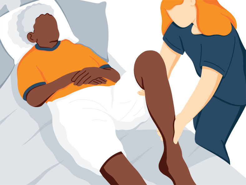 Illustration of a Nurse Massaging Elderly-Lady's Legs Illustration of a Nurse Massaging Elderly-Lady's Legs