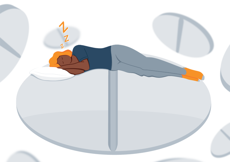 Illustration of a Sleeping Pill Addicted Woman Illustration of a Sleeping Pill Addicted Woman
