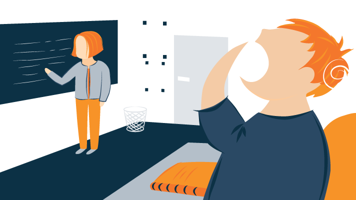 Illustration of a Student Yawning in a Class