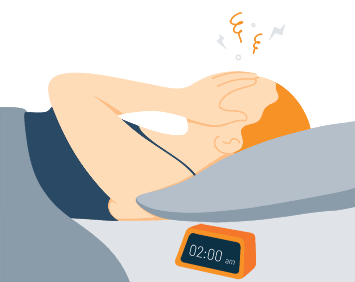 Illustration of a Tired Woman Suffering to Fall Asleep Illustration of a Tired Woman Suffering to Fall Asleep