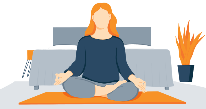 Illustration of a Woman Meditating Before Going to Bed