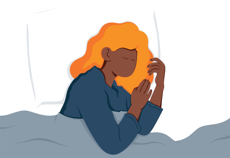 Illustration of a Woman Sleeping on Her Side