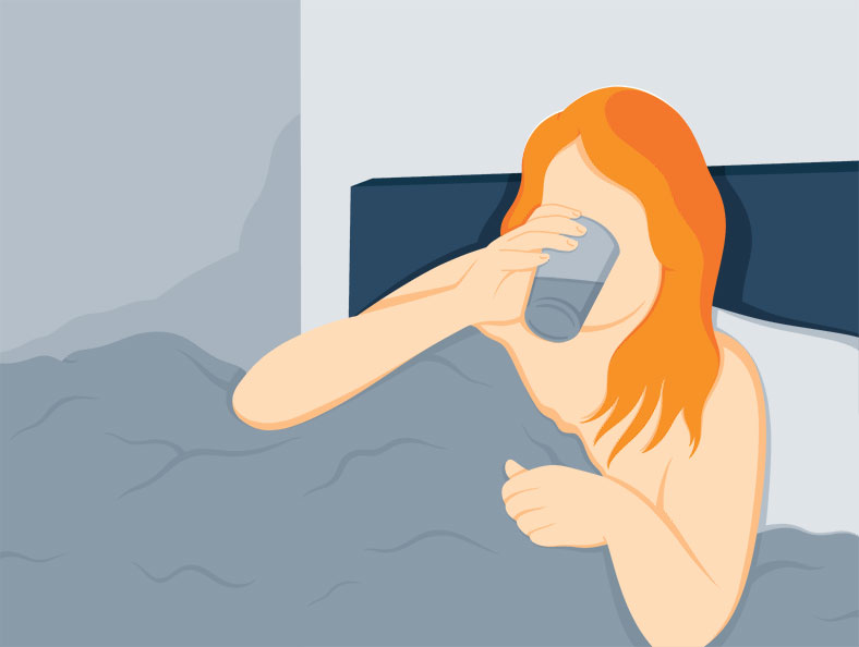 illustration of a Lady Drinking Water Right Before Going to Bed