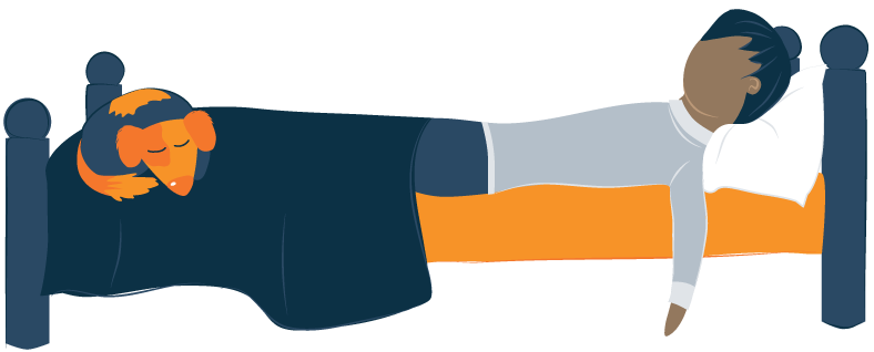 Illustration of a Man and Dog Co-Sleeping Illustration of a Man and Dog Co-Sleeping