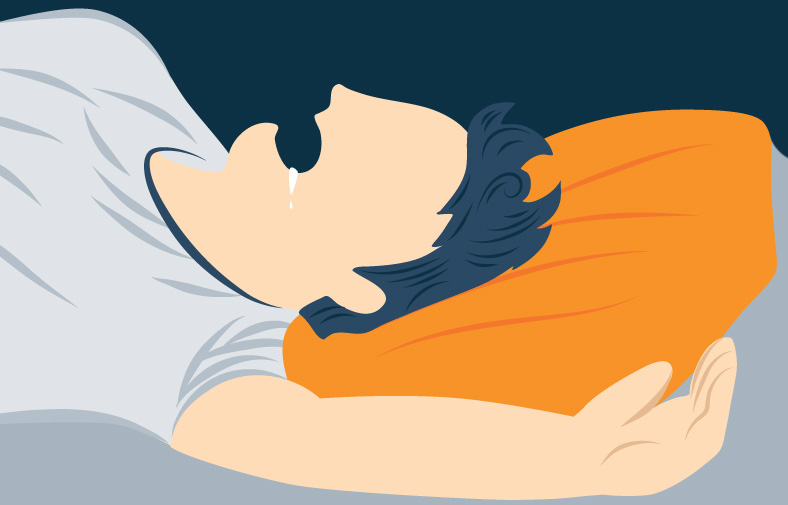 Illustration of a Person with Breathing Disorder Sleeping on Thier Back