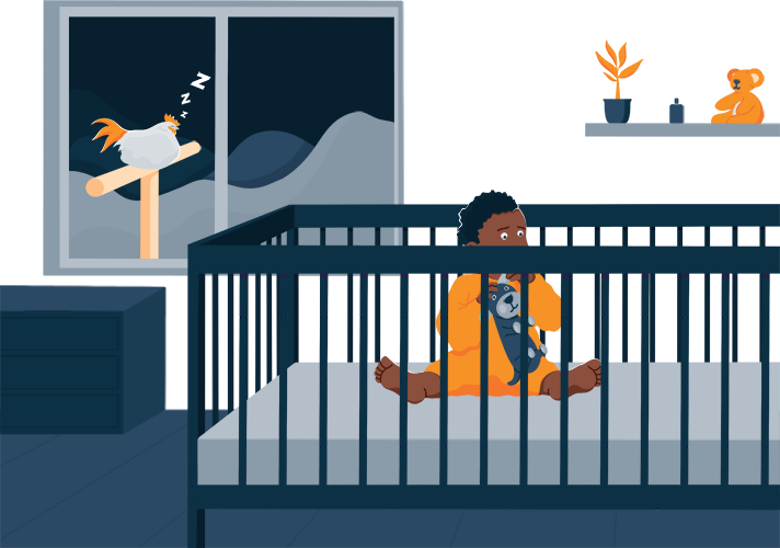 Illustration of a Baby Who Woke up In the Middle of the Night
