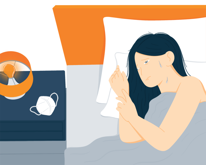 Illustration of a Woman Who Suffers from Coronavirus Feeling Sick