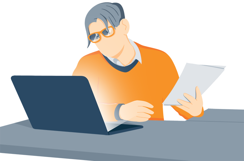 Illustration of a Man Wearing Glasses While Working Illustration of a Man Wearing Glasses While Working
