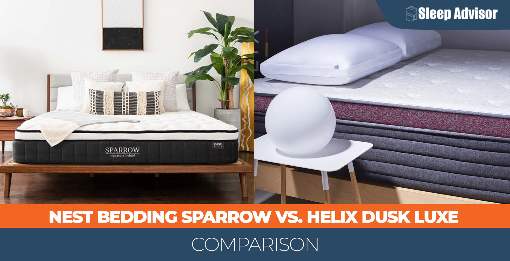 Our in depth comparison of Nest Bedding Sparrow vs. Helix Dusk Luxe