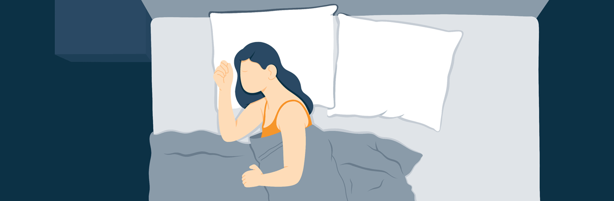 Animated Image of a Woman who Suffers from Delayed Sleep Phase Syndrome and Can't Fall Asleep