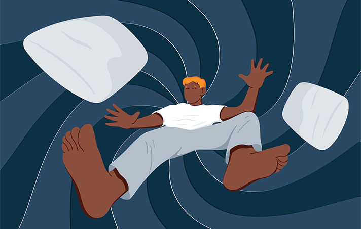 Illustration of a Man Experiencing Hypnic Jerking