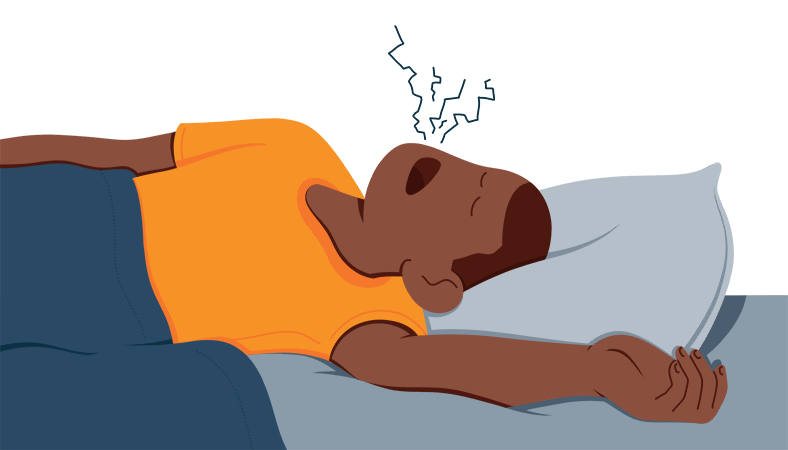 Illustration of a Man Snoring While Sleeping Illustration of a Man Snoring While Sleeping