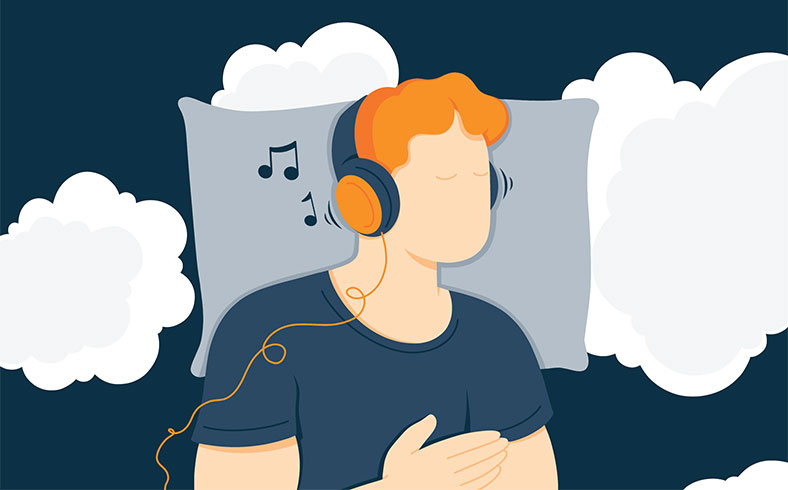 Illustration of a Person Listening Music Before Bed