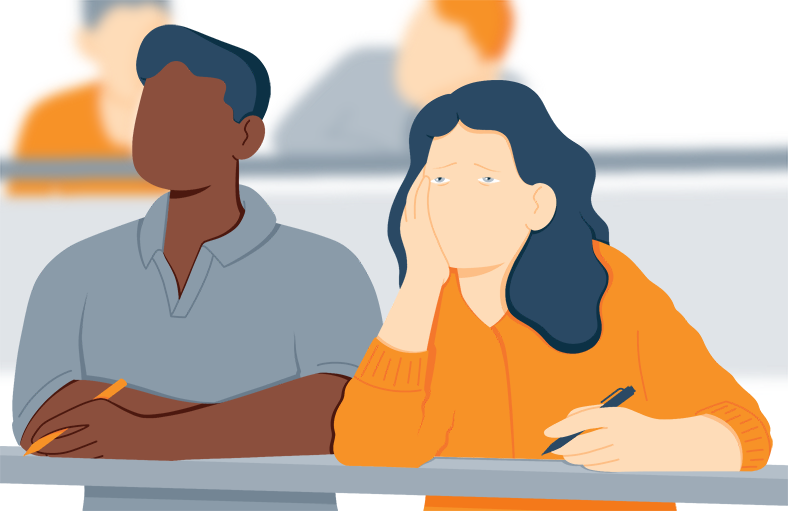 Illustration of a Tired Sleepy Student