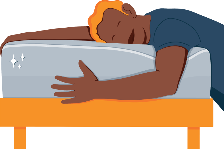 Illustration of a Man Protecting His Mattress Illustration of a Man Protecting His Mattress
