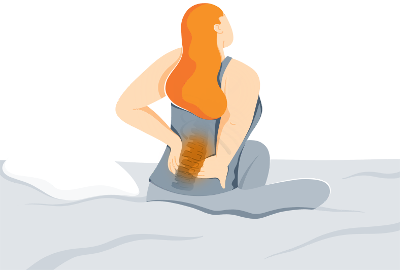 Illustration of a Woman Suffering from Spinal Stenosis Illustration of a Woman Suffering from Spinal Stenosis