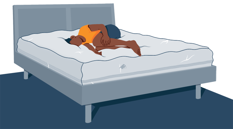 Illustration of a person sleeping on a sagging mattress