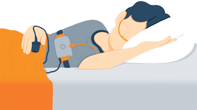 Illustration of an At-Home Sleep Study Sleep Apnea Research and Test